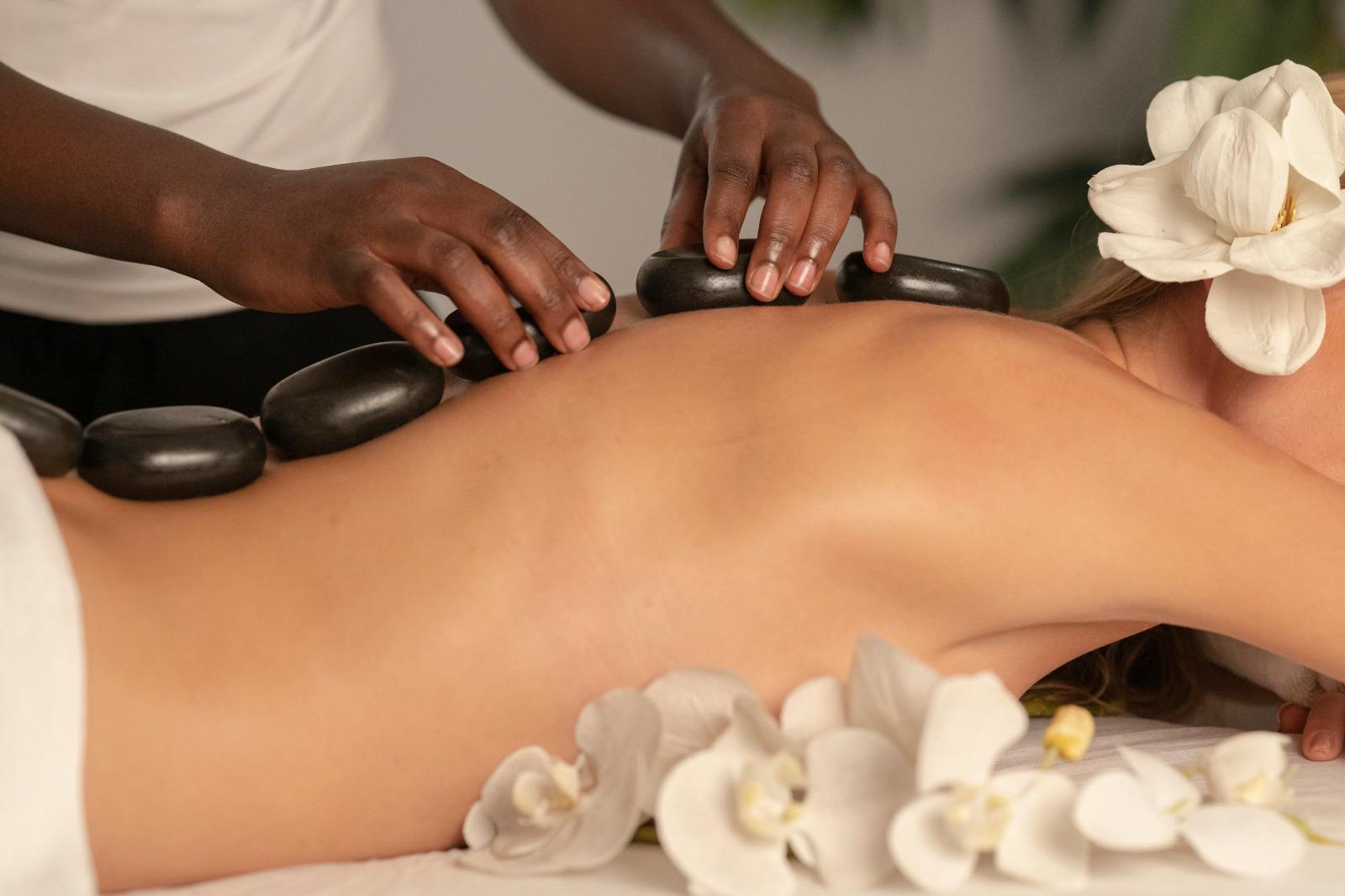 Hot stone placement massage in Los Angeles