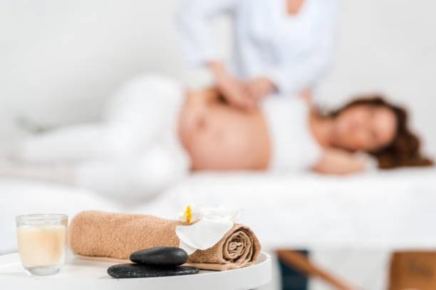 Prenatal massage on a comfortable table in Los Angeles